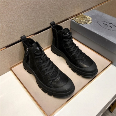 Prada 2020 Men's Leather Sneakers - 프라다 2020 남성용 레더 스니커즈,Size(240-270),PRAS0619,블랙