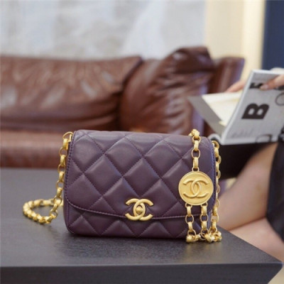 Chanel 2020 Women's Leather Shoulder Bag,14cm - 샤넬 2020 여성용 레더 숄더백,14cm,CHAB1593,퍼플