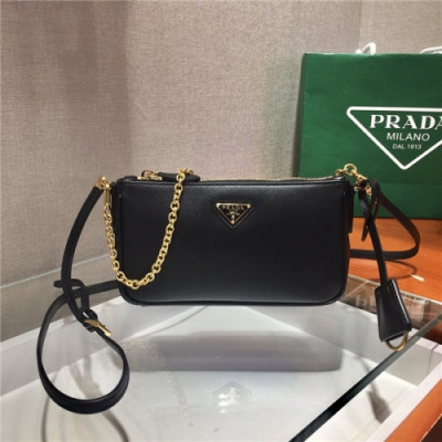 Prada 2020 Women's Leather Shoulder Bag,20cm - 프라다 2020 여성용 레더 숄더백,20cm,PRAB0309,블랙