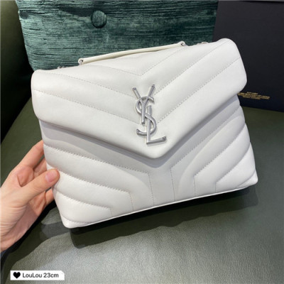 Saint Laurent 2020 Women Lou Lou Puffer Shoulder Cross Bag,23cm - 입생로랑 2020 여성용 루루 푸퍼 숄더 크로스백,23cm,SLB0622,화이트