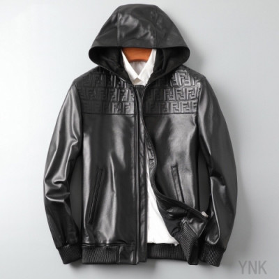 [펜디]Fendi 2020 Mens Casual Zip-up Leather Jacket - 펜디 2020 남성 캐쥬얼 집업 가죽 자켓 Fen0889x.Size(m - 3xl).블랙