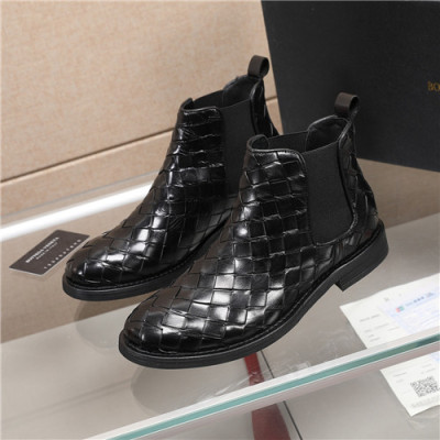 Bottega Veneta 2020 Men's Leather Ankle Boots - 보테가 베네타 2020 남성용 레더 앵글부츠,Size(240-270),BVS0202,블랙