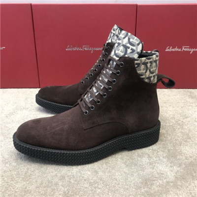 Salvatore Ferragamo 2020 Men's Leather Ankle Boots - 페라가모 2020 남성용 레더 앵글부츠,Size(240-270),FGMS0498,브라운