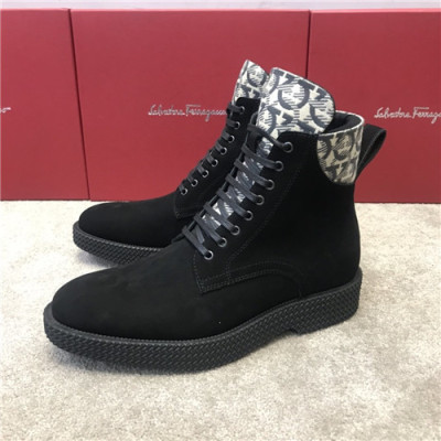 Salvatore Ferragamo 2020 Men's Leather Ankle Boots - 페라가모 2020 남성용 레더 앵글부츠,Size(240-270),FGMS0499,블랙