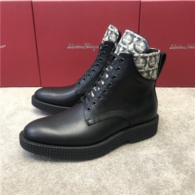 Salvatore Ferragamo 2020 Men's Leather Ankle Boots - 페라가모 2020 남성용 레더 앵글부츠,Size(240-270),FGMS0500,블랙