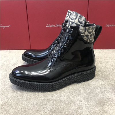 Salvatore Ferragamo 2020 Men's Leather Ankle Boots - 페라가모 2020 남성용 레더 앵글부츠,Size(240-270),FGMS0501,블랙