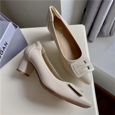 Hogan 2020 Women's Leather Middle Heel Shoes - 호간 2020 여성용 레더 미드힐 슈즈,Size(225-250),HOGS0056,베이지