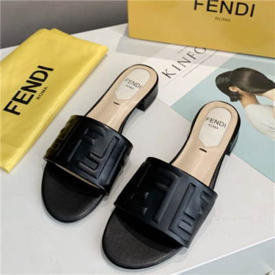 Fendi 2021 Women's Leather Slipper - 펜디 2021 여성용 레더 슬리퍼,Size(225-250),FENS0355,블랙