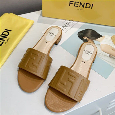 Fendi 2021 Women's Leather Slipper - 펜디 2021 여성용 레더 슬리퍼,Size(225-250),FENS0356,카키