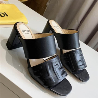 Fendi 2021 Women's Leather High Heel Slipper - 펜티 2021 여성용 레더 하이힐 슬리퍼,Size(225-250),FENS0363,블랙