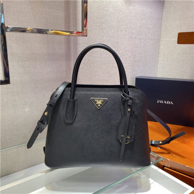 [프라다] Prada 2021 Women's Leather Matinee Tote Shoulder Bag,31cm - 프라다 2021 여성용 레더 마티네 토트 숄더백,31cm,PRAB0322,블랙