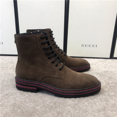 Gucci 2020 Men's Leather Ankle Boots - 구찌 2020 남성용 레더 앵글부츠,Size(240-270),GUCS1377,브라운