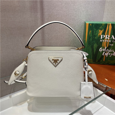 [프라다]Prada 2021 Women's Leather Mini Tote Shoulder Bag,21cm - 프라다 2021 여성용 레더 미니 토트 숄더백,21cm,PRAB0330,화이트