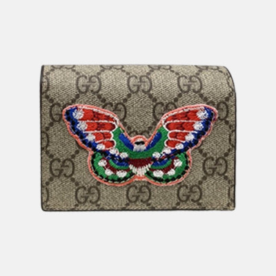 Gucci 2020 Embroidery Leather Wallet,11cm - 구찌 2020 임브로이더리 레더 반지갑,11cm,,GUW0175,베이지