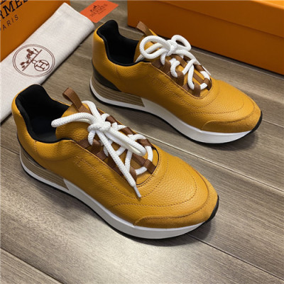 Hermes 2021 Men's Leather Sneakers - 에르메스 2021 남성용 레더 스니커즈,Size(240-270),HERS0368,옐로우