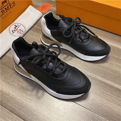 Hermes 2021 Men's Leather Sneakers - 에르메스 2021 남성용 레더 스니커즈,Size(240-270),HERS0370,블랙