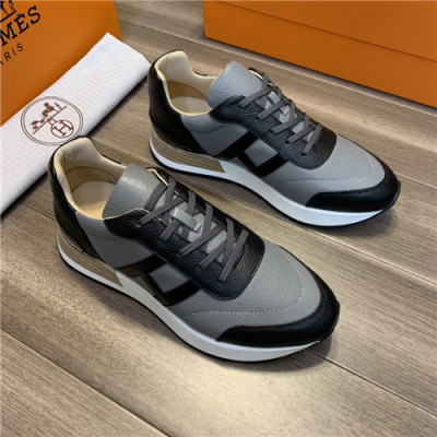 Hermes 2021 Men's Leather Sneakers - 에르메스 2021 남성용 레더 스니커즈,Size(240-270),HERS0372,그레이