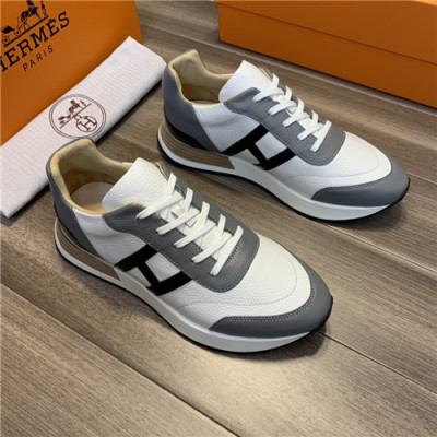 Hermes 2021 Men's Leather Sneakers - 에르메스 2021 남성용 레더 스니커즈,Size(240-270),HERS0373,화이트