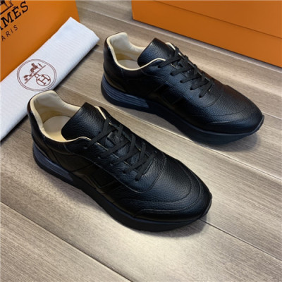 Hermes 2021 Men's Leather Sneakers - 에르메스 2021 남성용 레더 스니커즈,Size(240-270),HERS0374,블랙