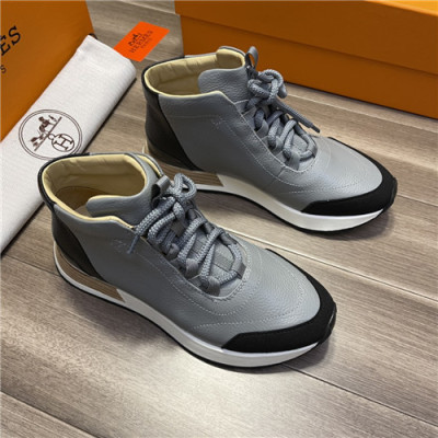 Hermes 2021 Men's Leather Sneakers - 에르메스 2021 남성용 레더 스니커즈,Size(240-270),HERS0375,그레이