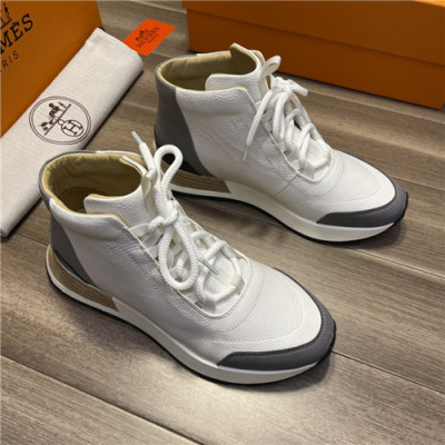 Hermes 2021 Men's Leather Sneakers - 에르메스 2021 남성용 레더 스니커즈,Size(240-270),HERS0376,화이트