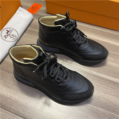 Hermes 2021 Men's Leather Sneakers - 에르메스 2021 남성용 레더 스니커즈,Size(240-270),HERS0377,블랙