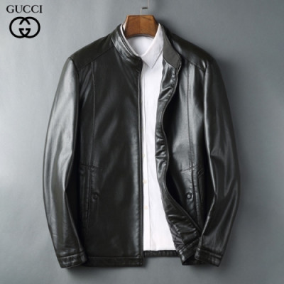 [구찌]Gucci 2021 Mens Classic Leather Jackets - 구찌 2021 남성 클래식 캐쥬얼 가죽 자켓 Guc03370x.Size(m - 3xl).블랙
