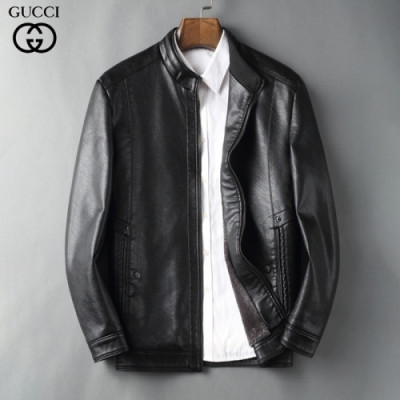 [구찌]Gucci 2021 Mens Classic Leather Jackets - 구찌 2021 남성 클래식 캐쥬얼 가죽 자켓 Guc03372x.Size(m - 3xl).블랙