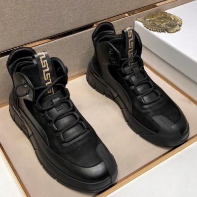 Versace 2021 Men's Leather Sneakers - 베르사체 2021 남성용 레더 스니커즈,Size(240-270),VERS0532,블랙