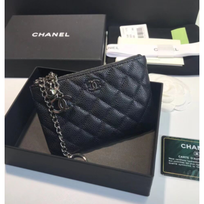 Chanel 2022 Womens Leather Coin purse 14cm - 샤넬 2022 여성용 레더 코인퍼스,14cm,CHAW0089,블랙