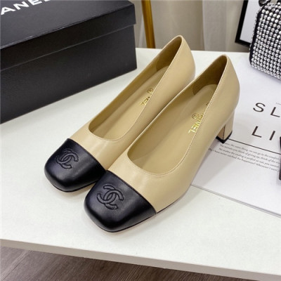 Chanel 2021 Women's Leather Middle Heel - 샤넬 2021 여성용 레더 미드힐,Size(225-250),CHAS0533,베이지