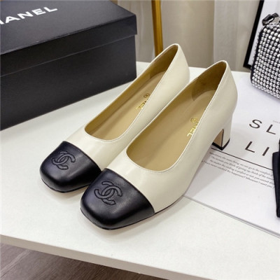 Chanel 2021 Women's Leather Middle Heel - 샤넬 2021 여성용 레더 미드힐,Size(225-250),CHAS0534,화이트