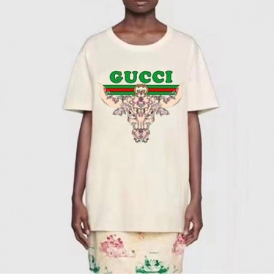 [매장판]Gucci 2021 Mm/Wm Logo Short Sleeved Tshirts - 구찌 2021 남/녀 로고 반팔티 Guc03404x.Size(s - l).아이보리