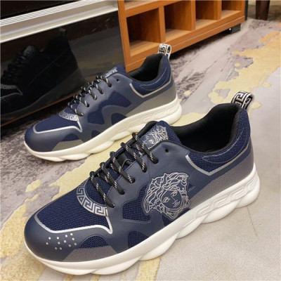 Versace 2021 Men's Leather Sneakers - 베르사체 2021 남성용 레더 스니커즈,Size(240-270),VERS0536,네이비