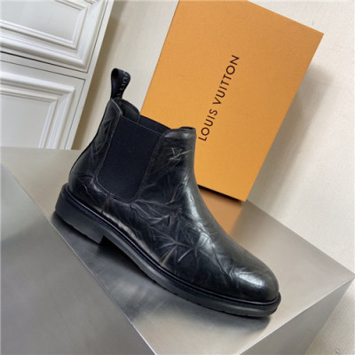 Louis Vuitton 2021 Men's Leather Ankle Boots - 루이비통 2021 남성용 레더 앵글부츠,Size(240-270),LOUS1772,블랙
