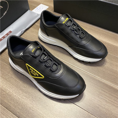 Prada 2021 Men's Leather Sneakers - 프라다 2021 남성용 레더 스니커즈,Size(240-270),PRAS0699,블랙