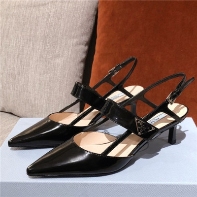 Prada 2021 Women's Leather Middle Heel  Sandal - 프라다 2021 여성용 레더 미드힐 샌들,Size(225-250),PRAS0722,블랙