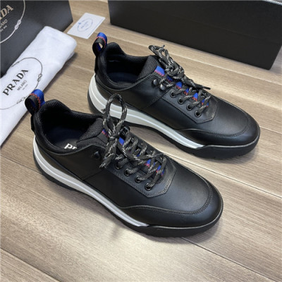 Prada 2021 Men's Leather Sneakers - 프라다 2021 남성용 레더 스니커즈,Size(240-270),PRAS0725,블랙