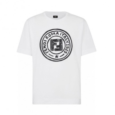 [펜디]Fendi 2021 Mens Logo Casual Short Sleeved Tshirts - 펜디 2021 남성 로고 캐쥬얼 코튼 반팔티 Fen0938x.Size(s - 3xl).화이트