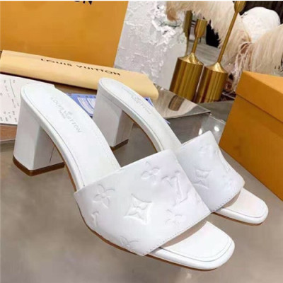 Louis Vuitton 2021 Women's Leather High Heel Slipper - 루이비통 2021 여성용 레더 하이힐 슬리퍼 ,Size(225-250),LOUS1842,화이트