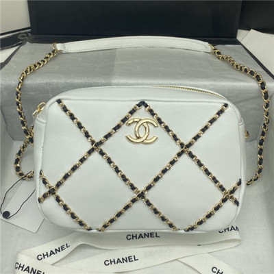 [샤넬]Chanel 2021 Women's Leather Camera Bag/Shoulder Bag,21cm - 샤넬 2021 여성용 레더 카메라백/숄더백,21cm,CHAB1626,화이트