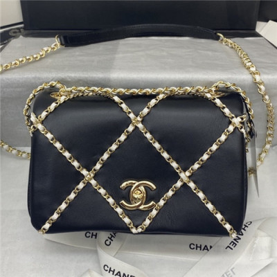 [샤넬]Chanel 2021 Women's Leather Shoulder Bag,18.5cm - 샤넬 2021 여성용 레더 숄더백,18.5cm,CHAB1627,블랙