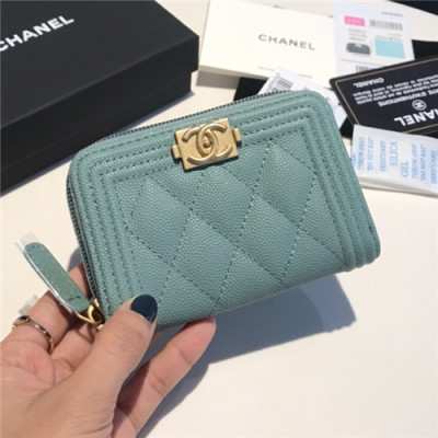 Chanel 2021 Women's Boy Coin purse/Card purse,11.5cm - 샤넬 2021 여성용 보이 코인퍼스/카드퍼스,11.5cm,CHAW0096,스카이블루
