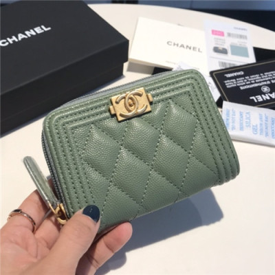 Chanel 2021 Women's Boy Coin purse/Card purse,11.5cm - 샤넬 2021 여성용 보이 코인퍼스/카드퍼스,11.5cm,CHAW0097,그린
