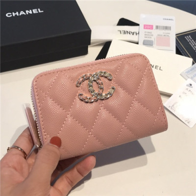 Chanel 2021 Women's Leather Coin purse/Card purse,11.5cm - 샤넬 2021 여성용 레더 코인퍼스/카드퍼스,11.5cm,CHAW0105,핑크