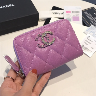 Chanel 2021 Women's Leather Coin purse/Card purse,11.5cm - 샤넬 2021 여성용 레더 코인퍼스/카드퍼스,11.5cm,CHAW0106,퍼플