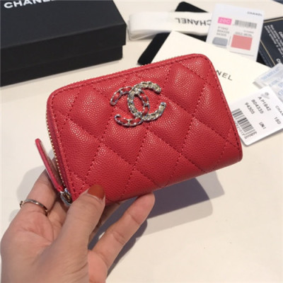 Chanel 2021 Women's Leather Coin purse/Card purse,11.5cm - 샤넬 2021 여성용 레더 코인퍼스/카드퍼스,11.5cm,CHAW0111,레드