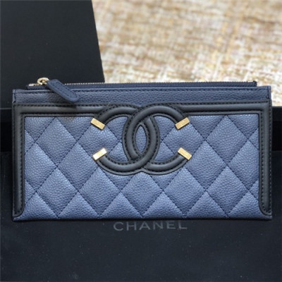 Chanel 2021 Women's Leather Wallet,19cm - 샤넬 2021 여성용 레더 장지갑,19cm,CHAW0125,네이비