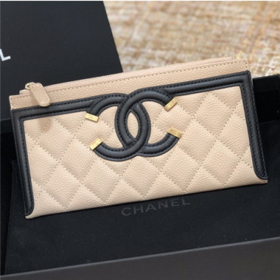 Chanel 2021 Women's Leather Wallet,19cm - 샤넬 2021 여성용 레더 장지갑,19cm,CHAW0126,베이지