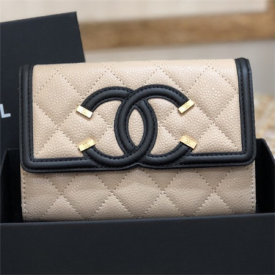 Chanel 2021 Women's Leather Wallet,15cm - 샤넬 2021 여성용 레더 반지갑,15cm,CHAW0129,베이지